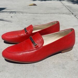 Vagabond Red Leather Flats Sleek Loafers